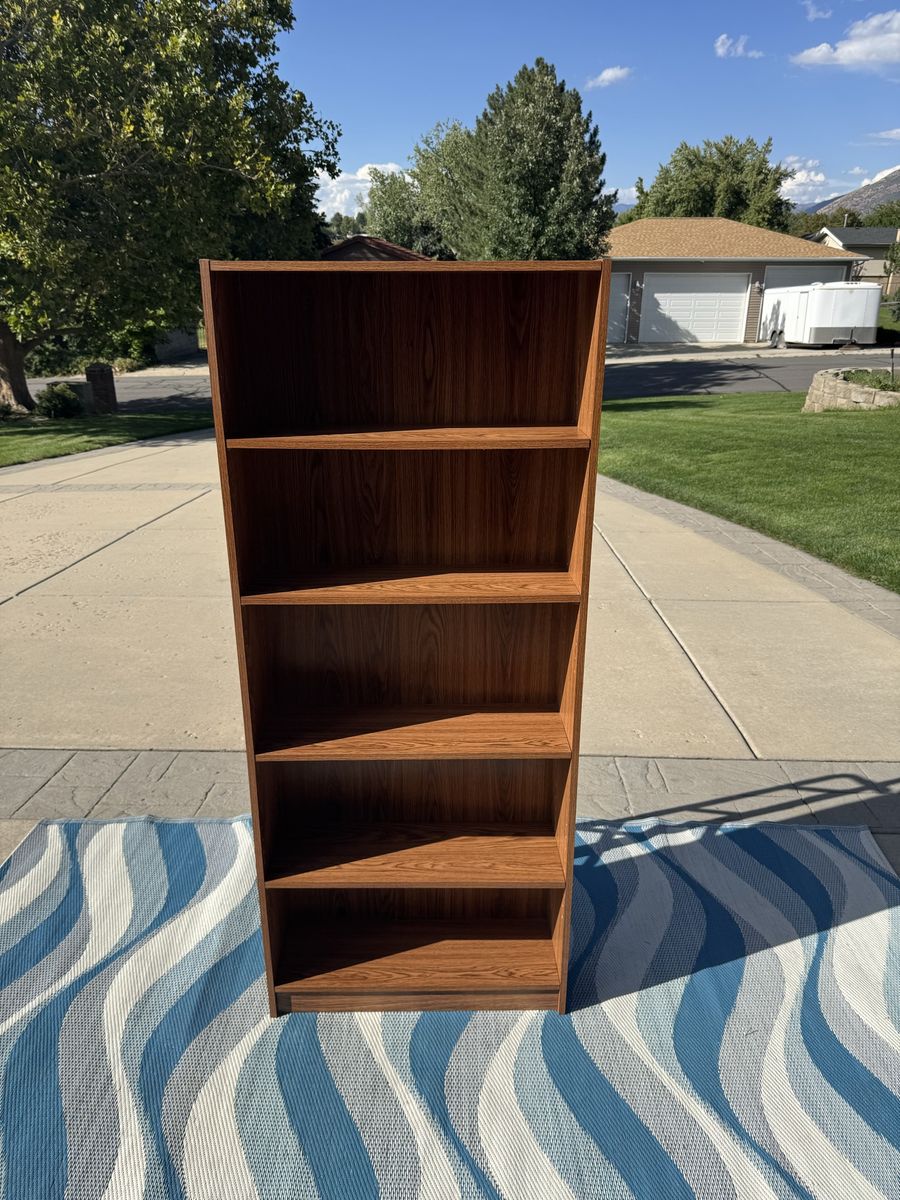 Brown Wooden 5-Shelf Bookcase Bookshelf Ready for Pickup