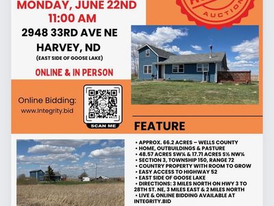 Farmstead / Hunting Cabin + 66 Acres Pastureland in North Dakota