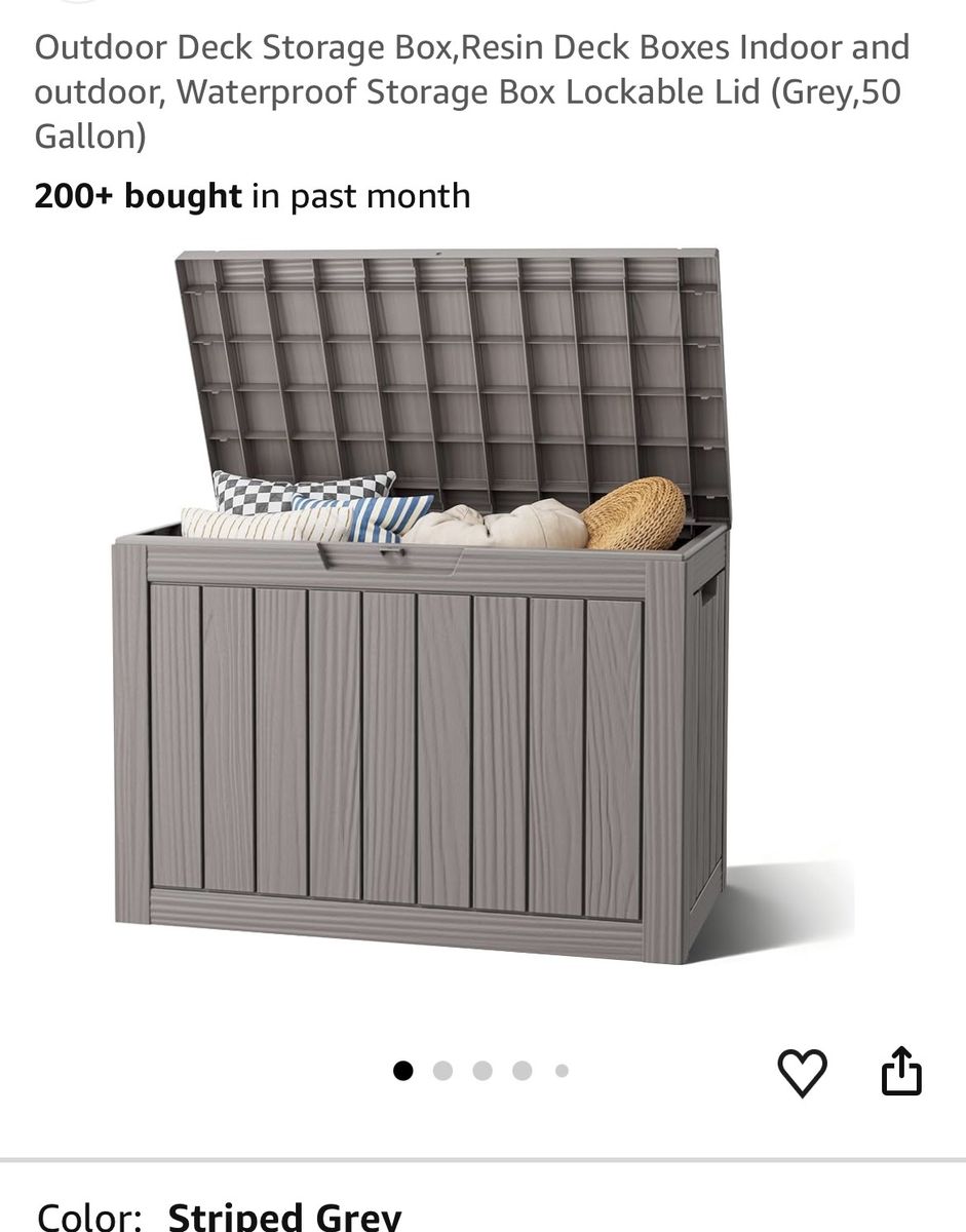 50 Gallon Outdoor Resin Deck Storage Box - Waterproof Lockable Lid