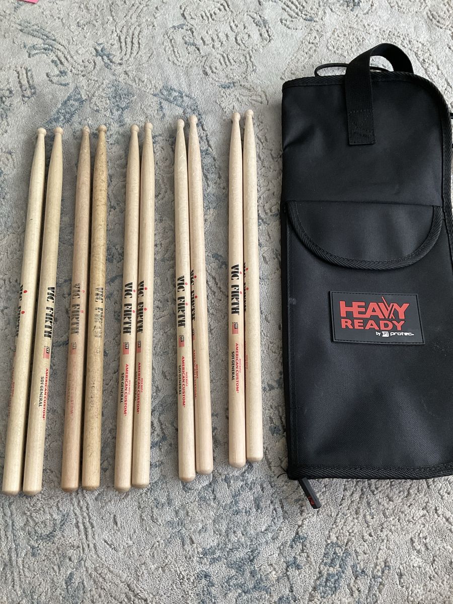 Vic Firth American Custom SDI General Rock Maple Drumsticks with Protec Heavy Ready Bag