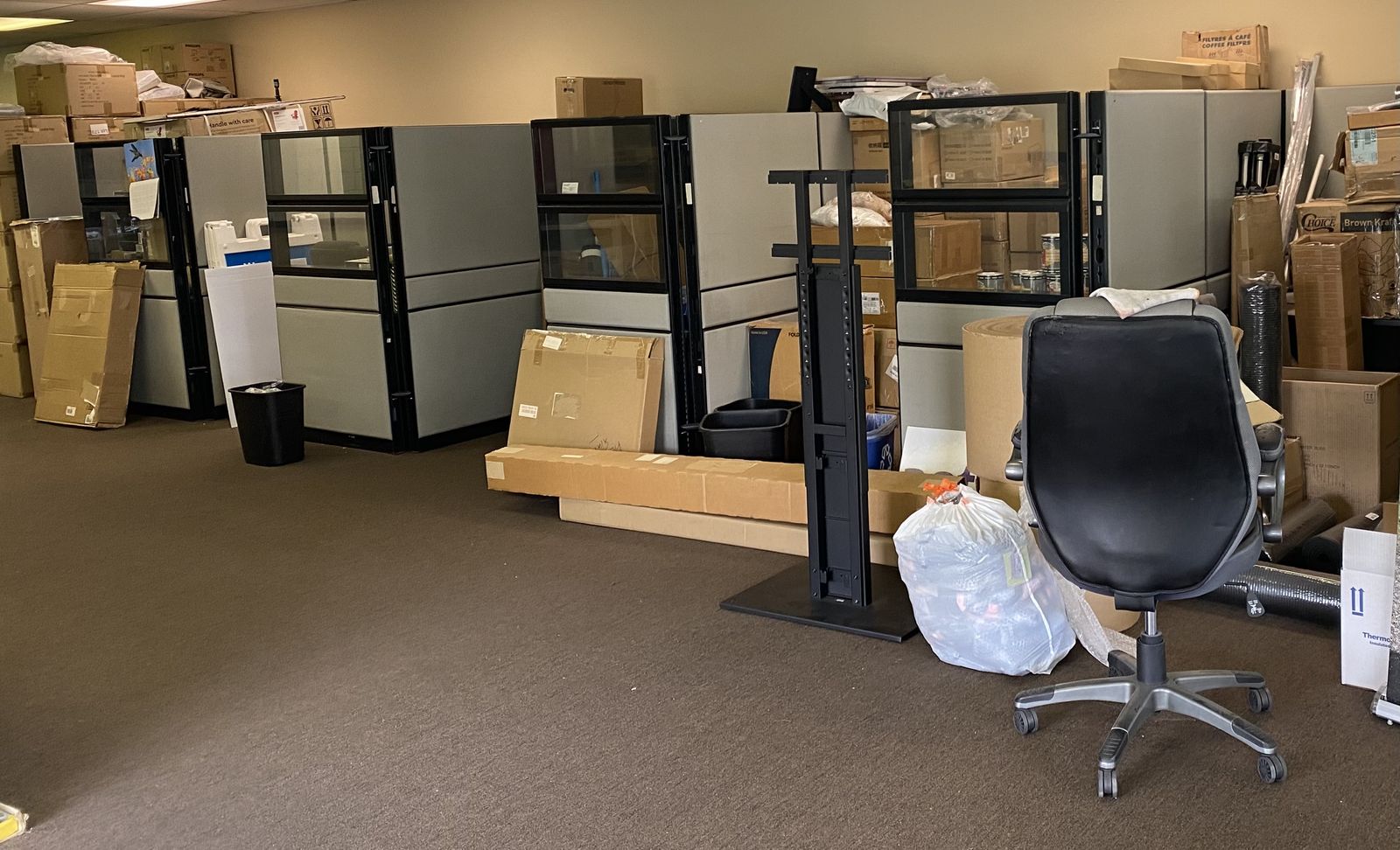 Used Office Cubicles - Gray/Black, Multiple Units, Good Condition