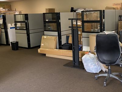 Used Office Cubicles - Gray/Black, Multiple Units, Good Condition