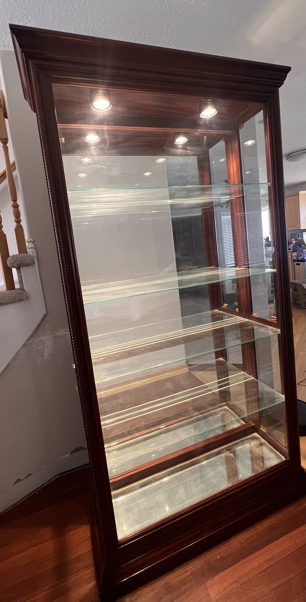 Solid Cherry Lighted Curio Cabinet Display