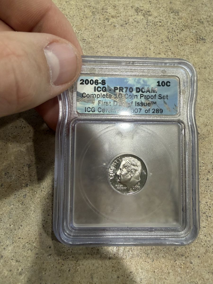 2006-S ICG PR70 DCAM Complete 10 Coin Proof Set - First Day of Issue #007/289 - 10C Dime