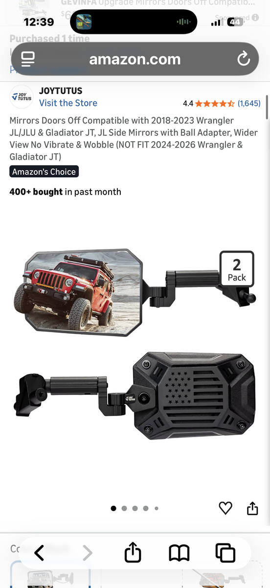 DOORS OFF JEEP MIRRORS