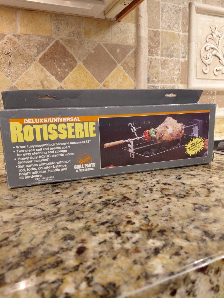 Deluxe/Universal Rotisserie Kit - Grill Parts & Accessories, Heavy-Duty AC/DC Motor
