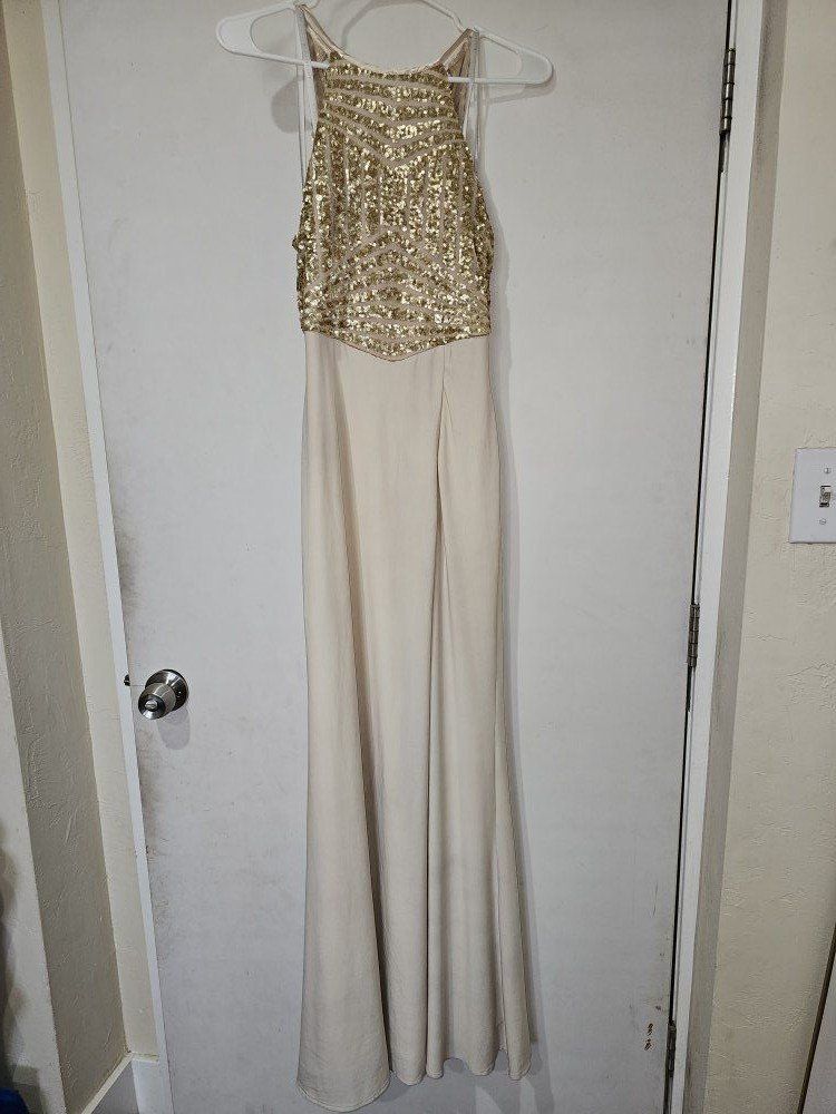 Gold & Cream Formal Dress - Size 3/4