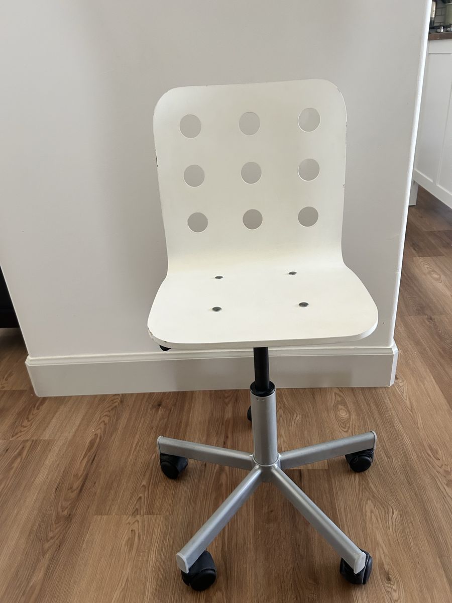 IKEA Jules Kids Swivel Desk Chair - White, Adjustable Height, Rolling Casters