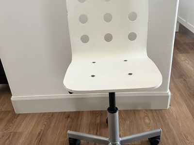 IKEA Jules Kids Swivel Desk Chair - White, Adjustable Height, Rolling Casters