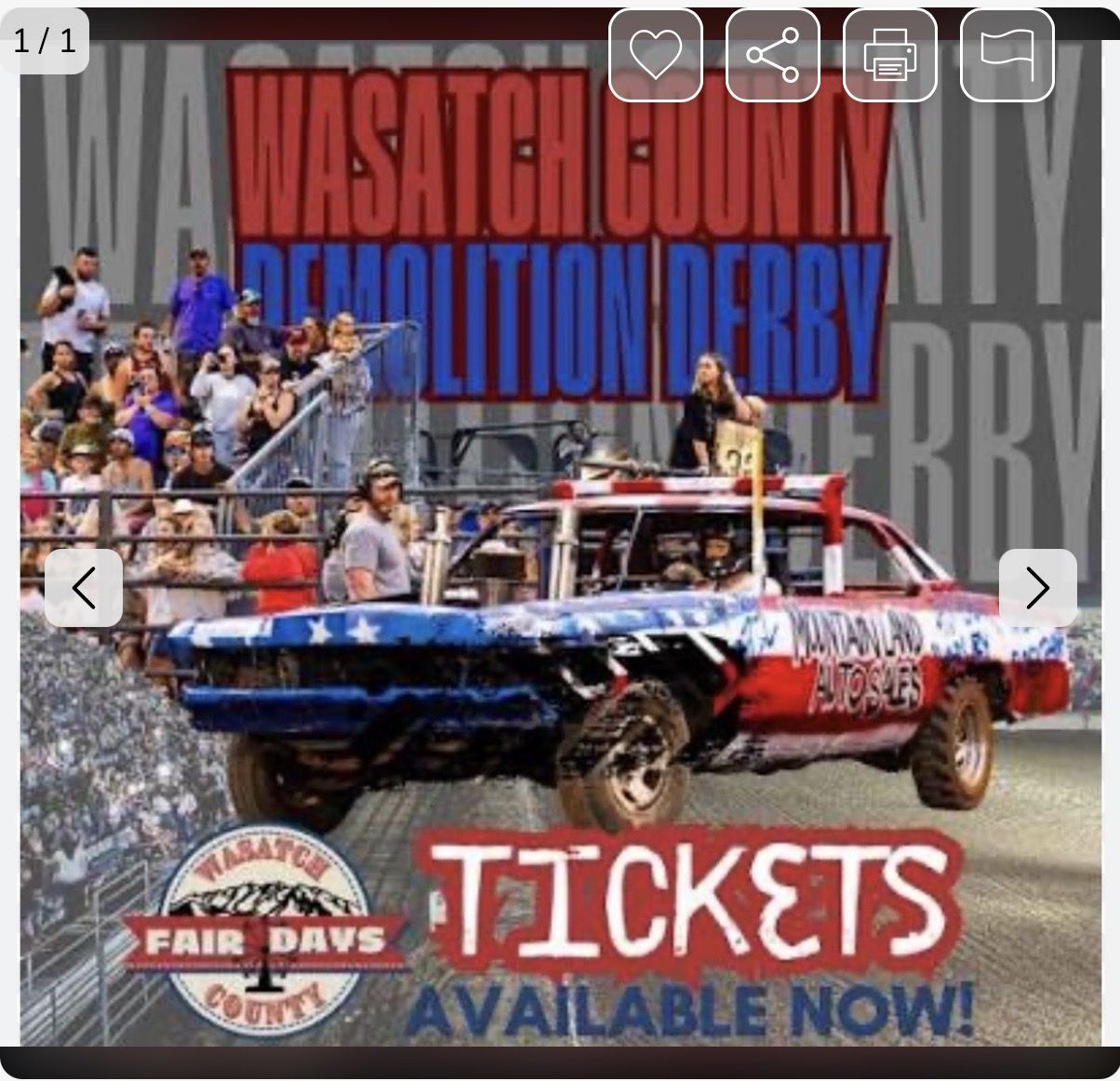 Demolition Derby tickets available for tonight Heber City