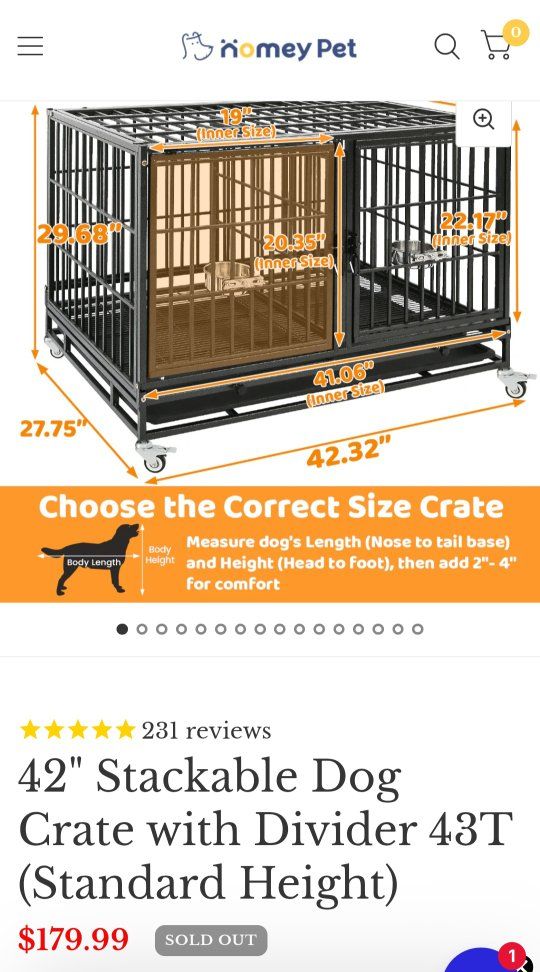 Homey 42 inch dog crate