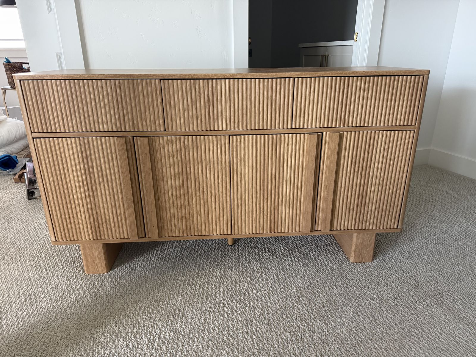 New Fluted Buffet Cabinet/Dresser with Faux Marble Top