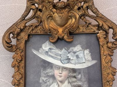 Antique Engraved Framed 18th Century Mirror Georgian Era 33x7 Moll Benwell