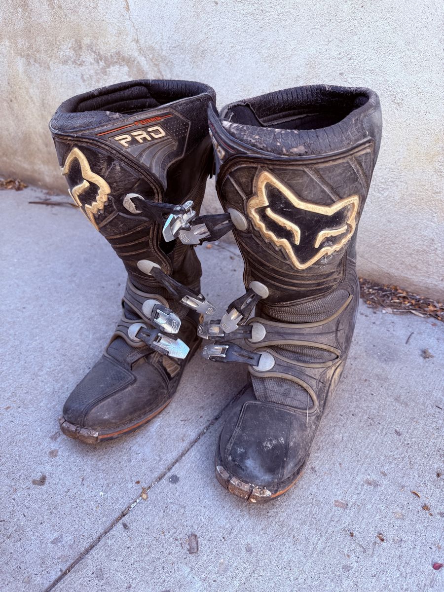 Fox Racing Forma Pro Motocross Dirt Bike Boots Men's Black/Gold Used Sz 10