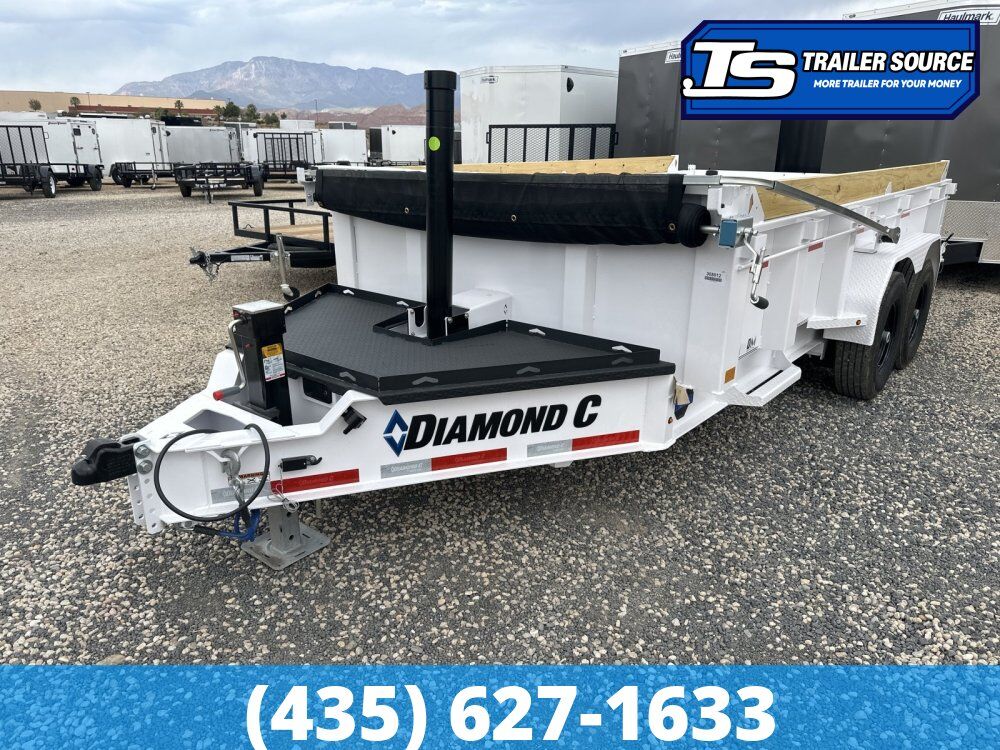 7x14 Diamond C LPT 207 Dump Trailer - 24" Sides - 15.5K GVWR - 14 Ply Tires, Board Brackets, Long Arm Tarp