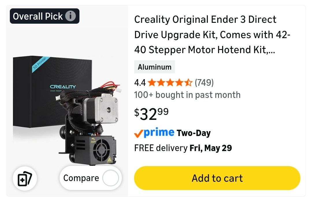 Make Offer!! **New** Creality Original Ender 3 Direct Drive Upgrade Kit with 42-40 Stepper Motor & Hotend - Aluminum Unused!
