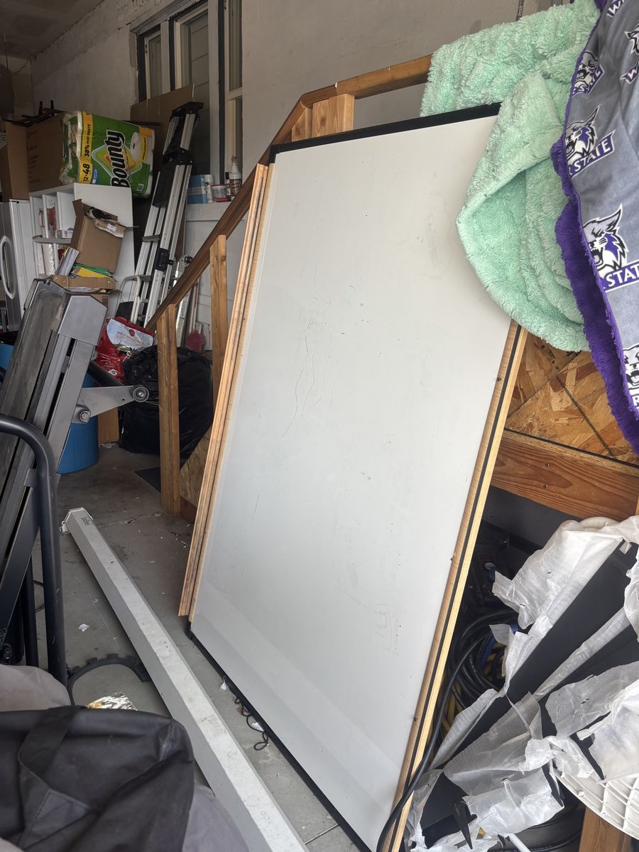 6 ft by 4 ft wipe board with wooden tray
