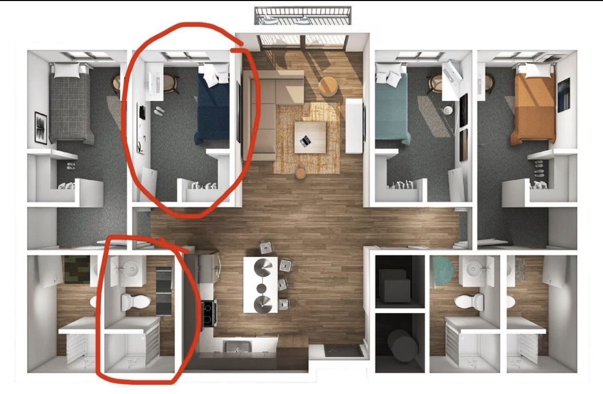 Men's room with private room and bathroom for sale!