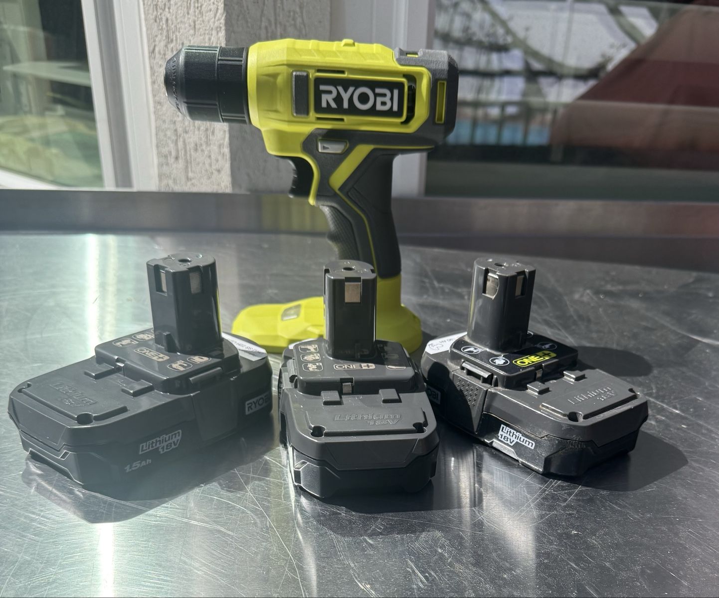 Ryobi 3/8 Drill (new) With 3 Refurbished Batteries 