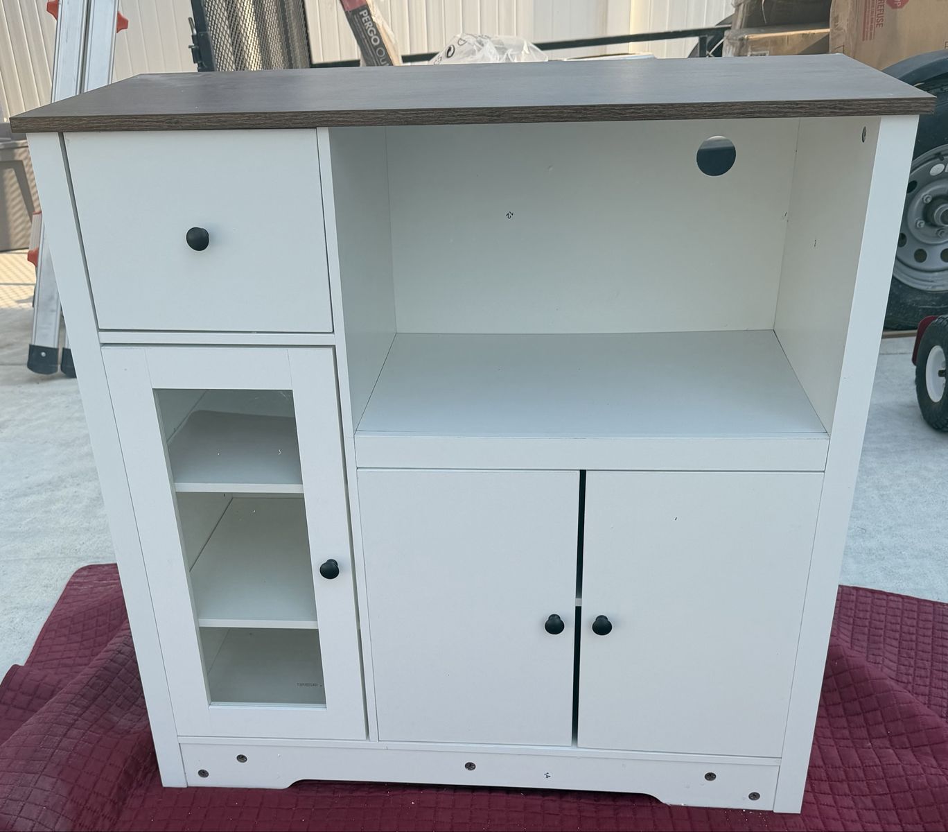 White Microwave Cabinet