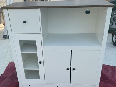 White Microwave Cabinet
