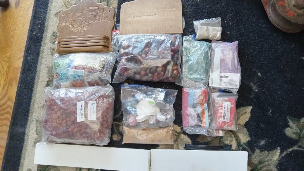 Crafting Supplies Acorns, Glitter, Sand, Foam