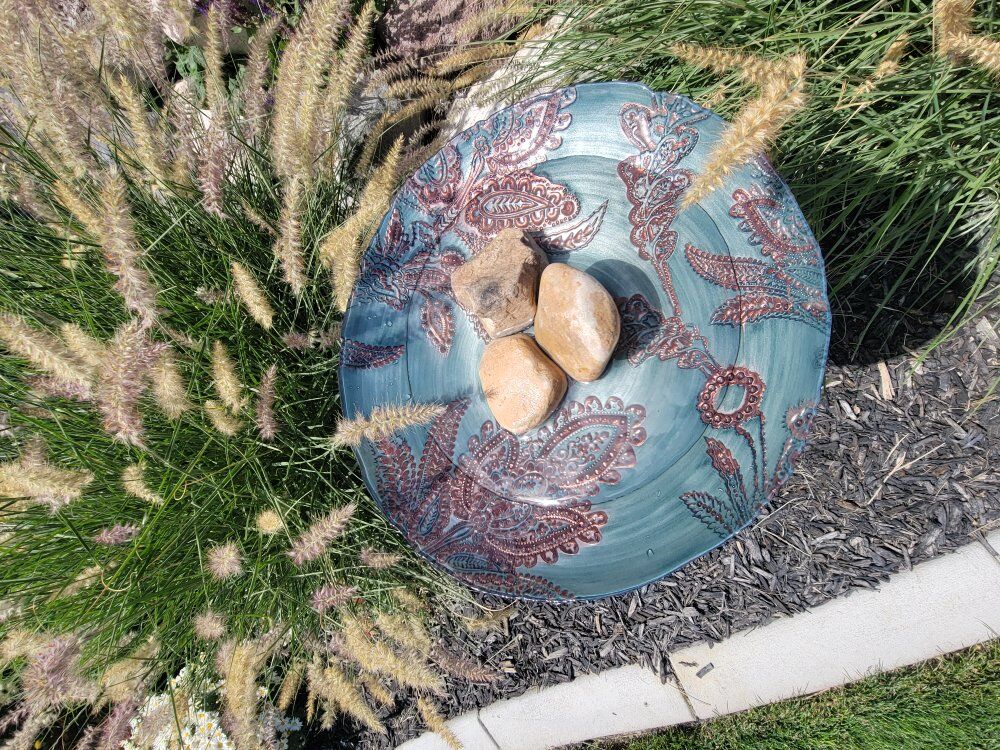 Coastal Sage Handcrafted Birdbath | 30" Tall