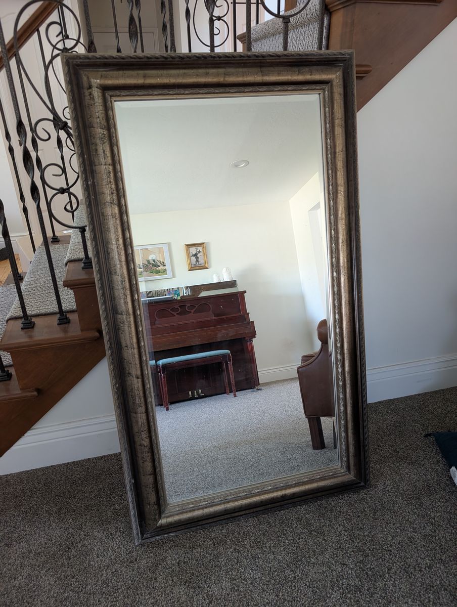 2 Large Gold Framed Mirrors - Full Length Accent Decor for Home