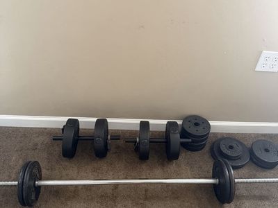 Weight Set - Barbell, Dumbbells, and Plates - Various Weights for Home Gym