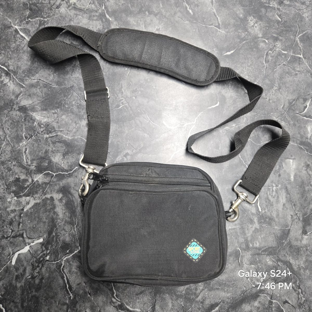 Sport Zone Black Small Crossbody Bag Adjustable Strap