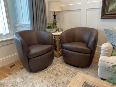 New Leather Swivel Barrel Chair