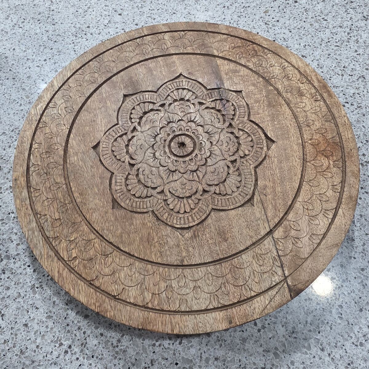 Lazy Susan Wood Carved Mandala