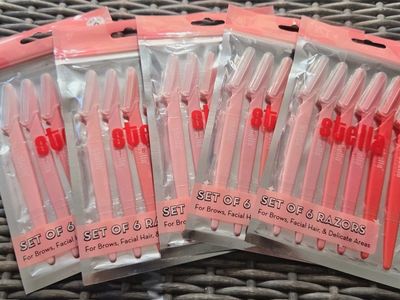 Stella Pink Facial and Eyebrow Razors Bundle of 5 packs- total of 30 razors