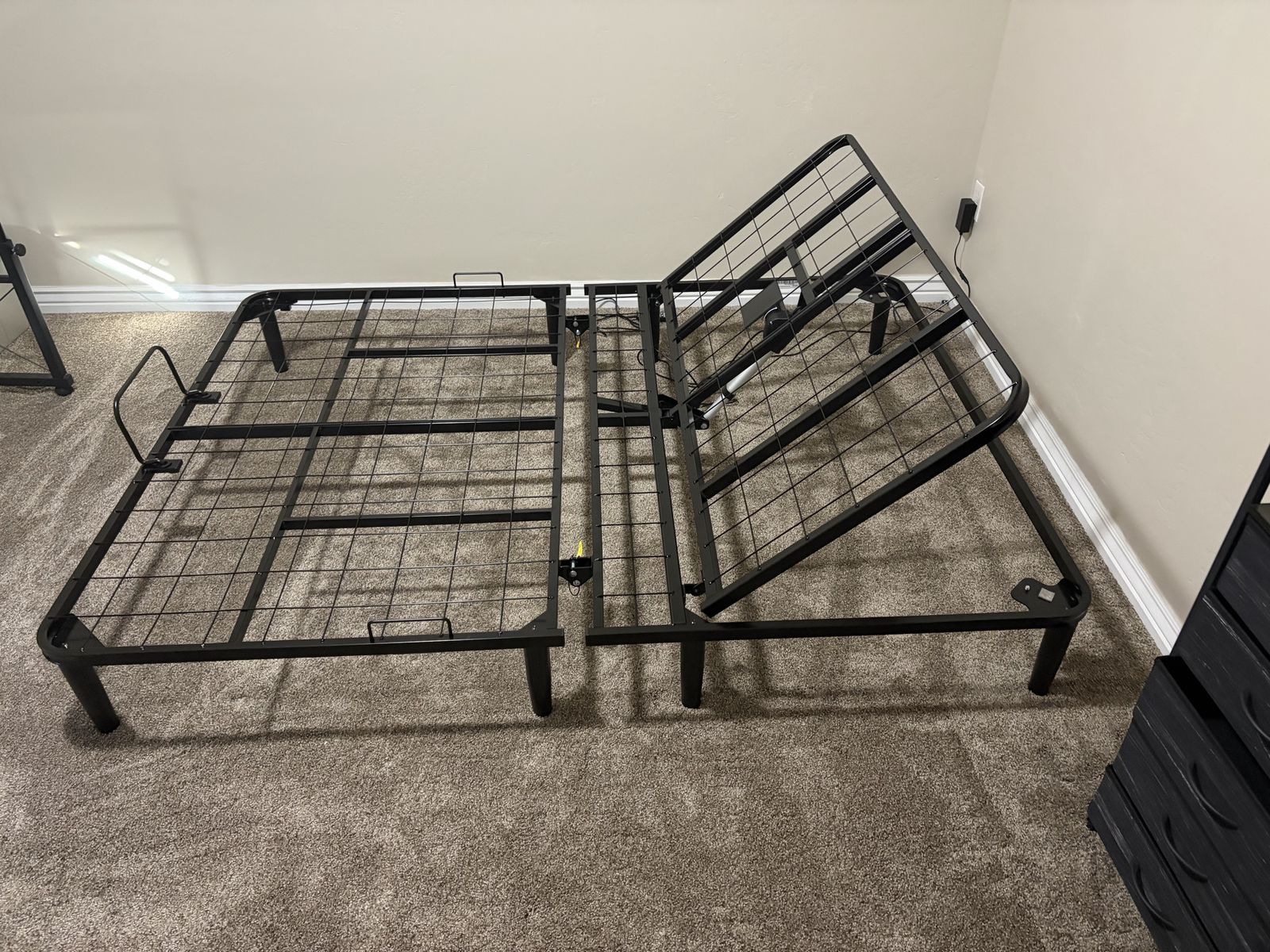 Adjustable Metal Bed Frame with Wired Remote, Queen Size - Elevate Your Sleep Comfort