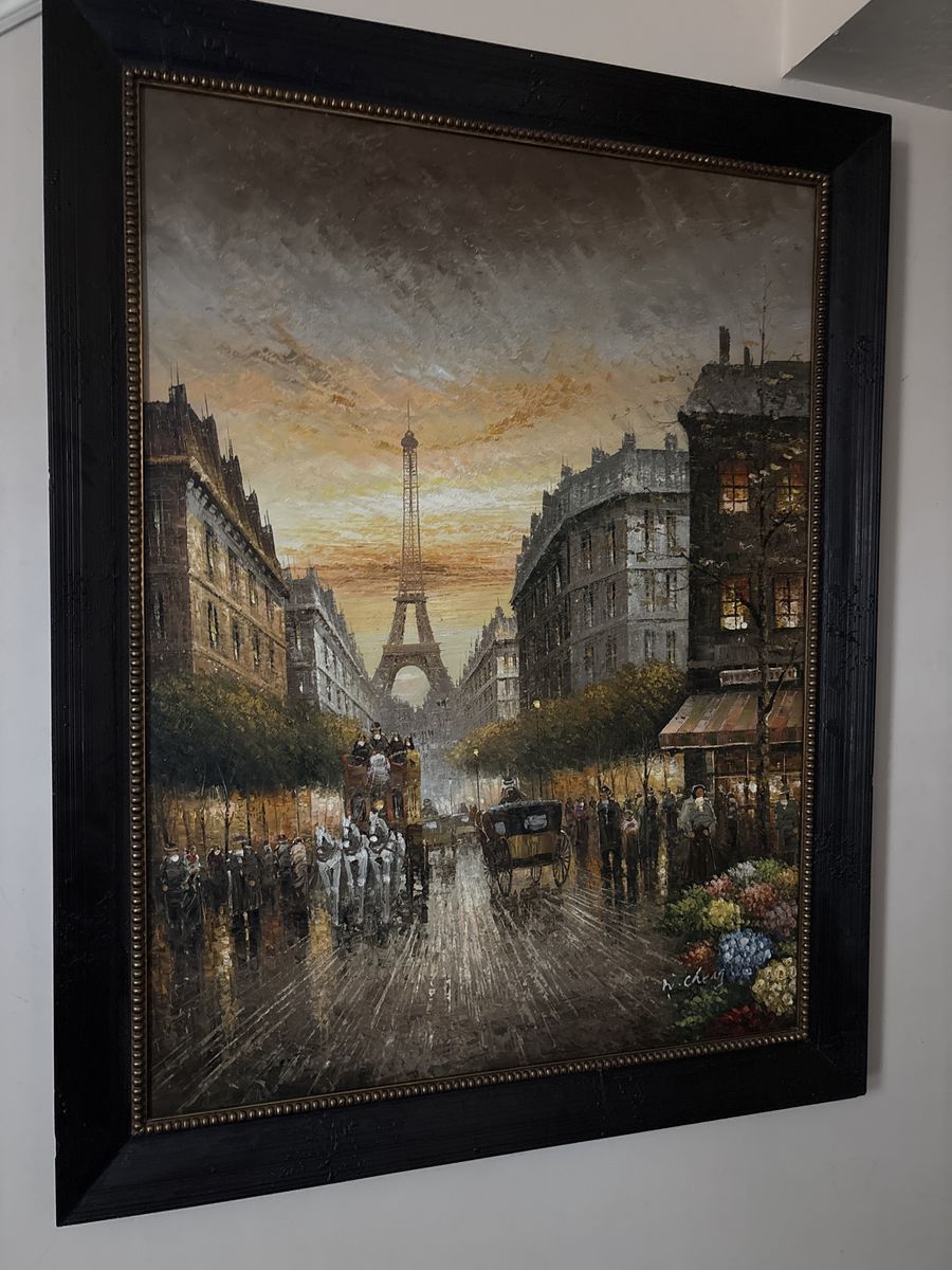 Original Canvas Oil Paris 54” x 43” Painting