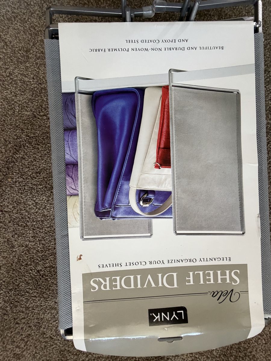 Shelf Dividers Gray Steel and Fabric Closet Organizers Set