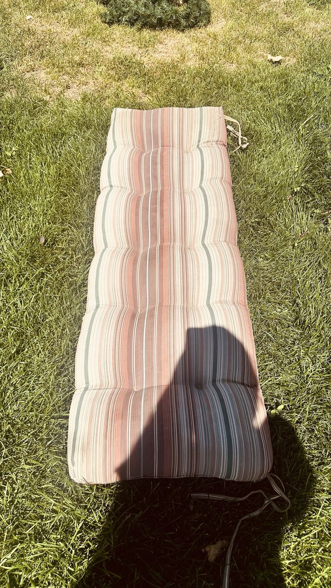 Outdoor Patio Bench Cushion Striped Tufted