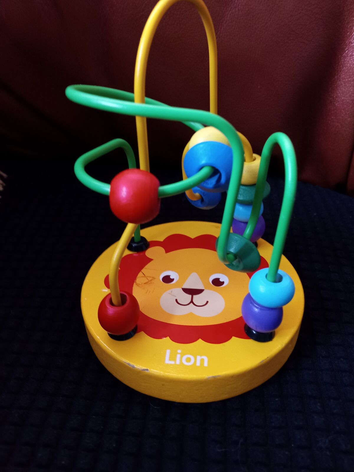 Wooden lion busy beads rollercoaster puzzle educational toy