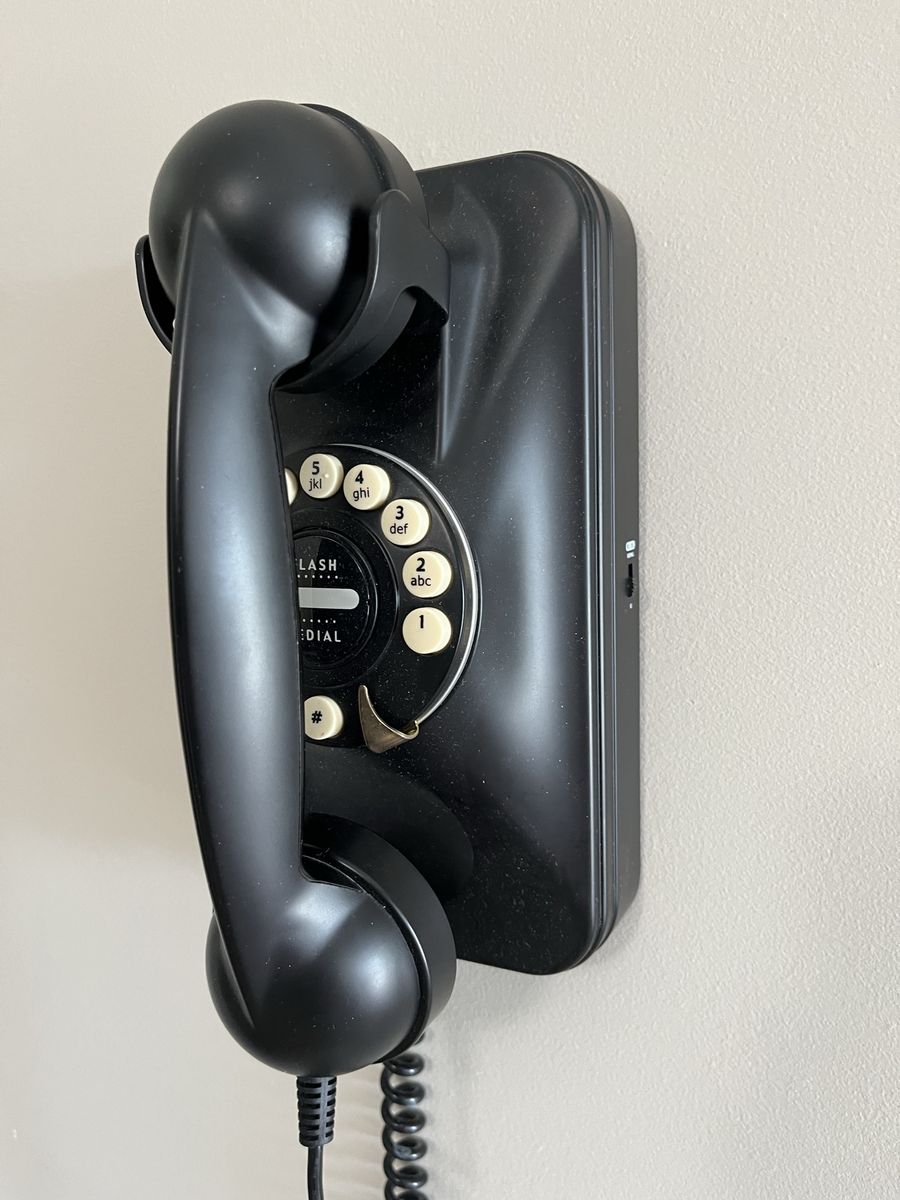 Vintage Pottery Barn Black Rotary Wall Phone - Classic Retro Design NEW