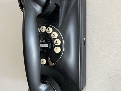 Vintage Pottery Barn Black Rotary Wall Phone - Classic Retro Design NEW