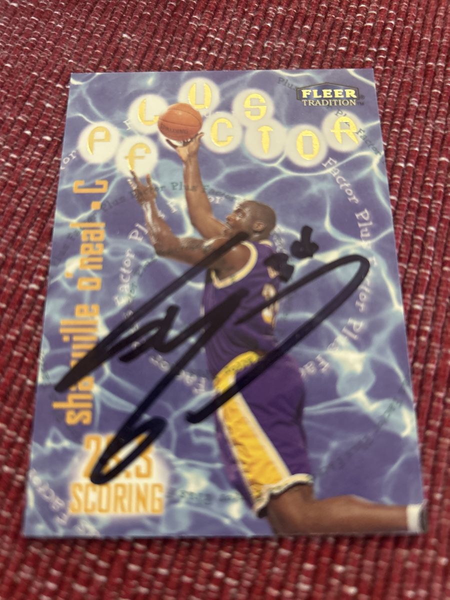 Shaquille O'Neal Autograph 1998-99 Fleer “Plus Factor” Insert SP NBA Los Angeles Lakers Auto Hand Signed