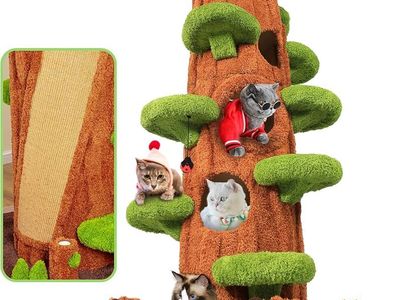 90.5 Inch Luxury Cat Tree with Scratching Post, Tall Cat Tree Tower with Sisal Scratching Pad