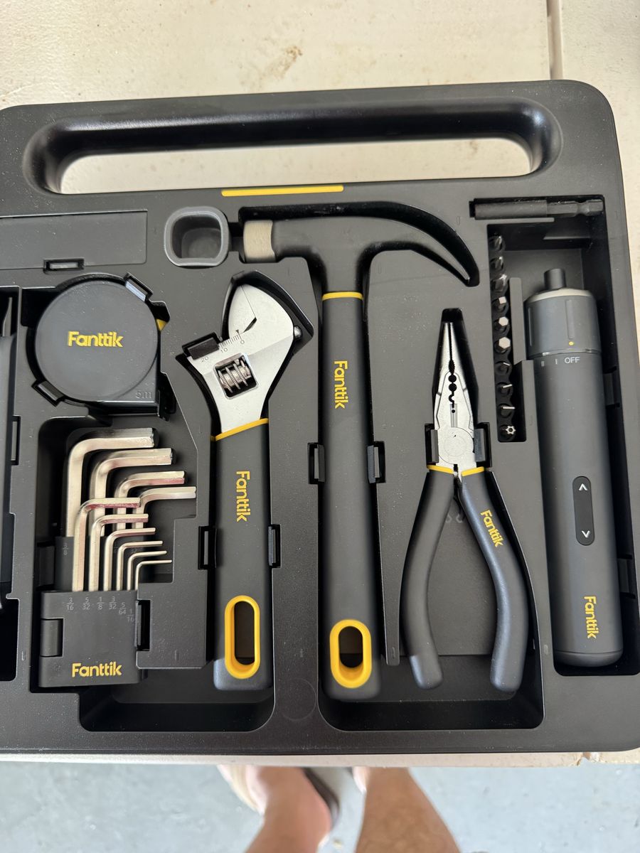 Fanttik 23-Piece Home Tool Kit with Hammer, Pliers, Wrench, & Screwdriver Set