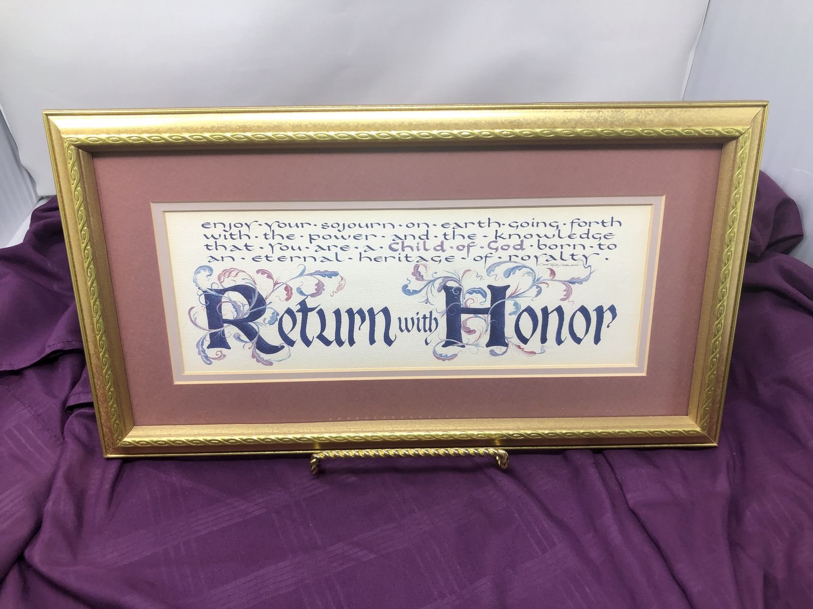 Framed "Return with Honor" Calligraphy Art – LDS Quote