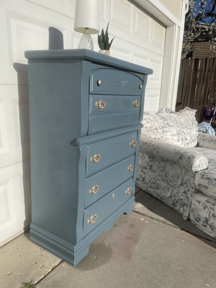 Powder Blue Tall Chest Of Drawers