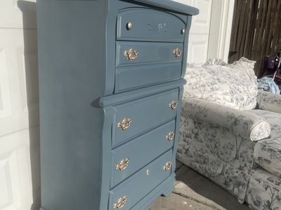 Powder Blue Tall Chest Of Drawers