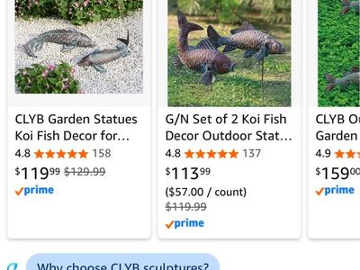 CLYB Garden Statues Koi Fish Decor Set of 2 Antique Copper Outdoor Sculptures