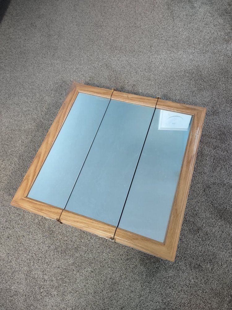 Wood Framed Tri-Fold Mirror