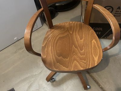 Wooden Swivel Desk Chair with Casters - Mid-Century Style Office Chair