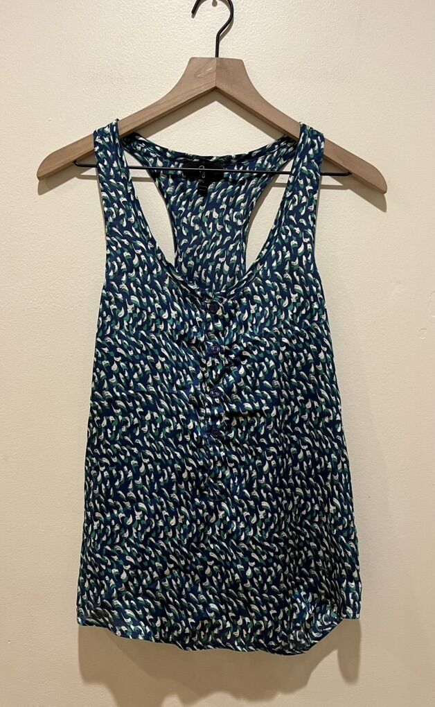 Aqua Brand Blue, Green and White Tank Blouse Small